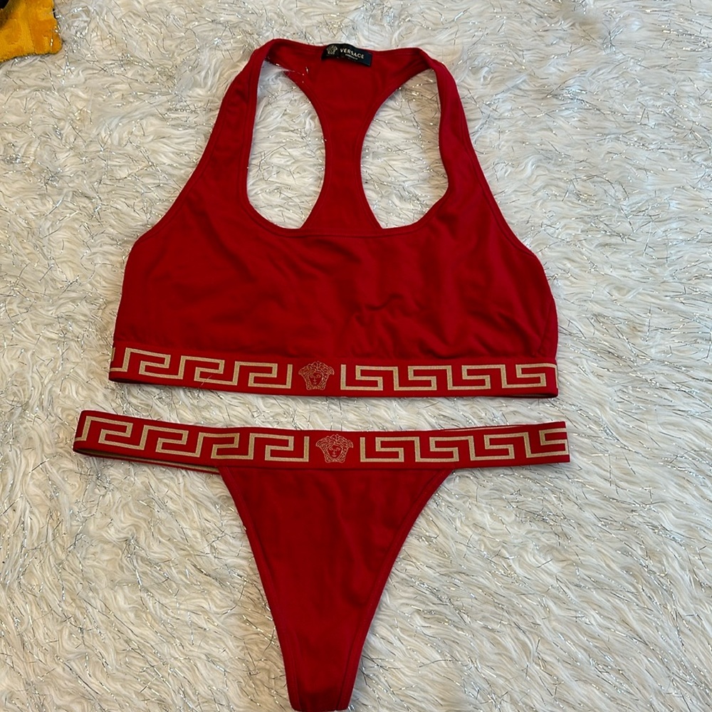 Versace Red Bra and Panty Set